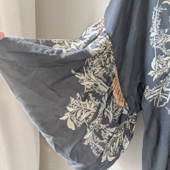 Free People Peasant Blouse Sunset Dream in Black Combo Tunic sz S - Picture 7 of 13